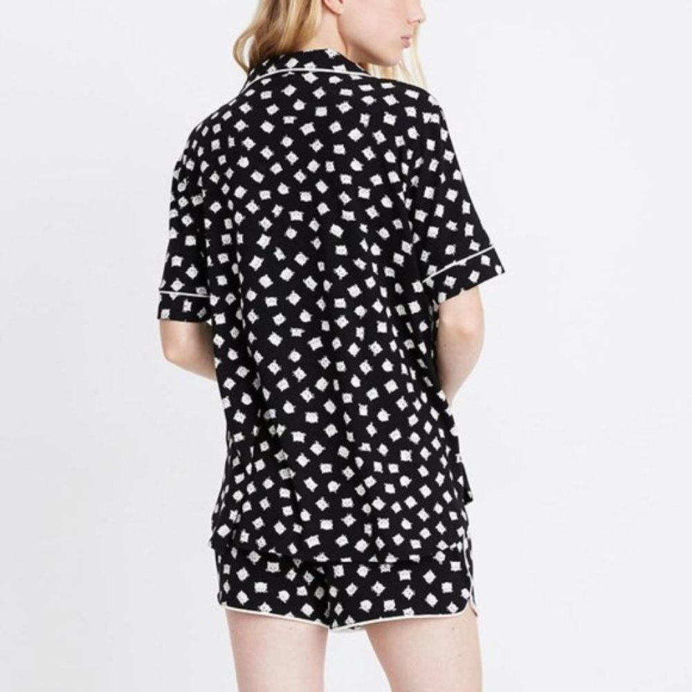 Madewell B/W Knit Bedtime Cat Person Pajamas Set M - Picture 4 of 7